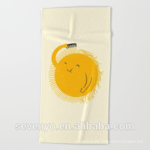 wholesale home towels suppliers funny sun print light yellow hand towel Ht-051